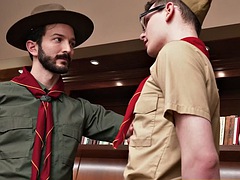 Scoutmaster fucks in the mouth a horny cock craving gay scout