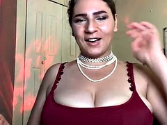 Busty arab girl talks dirty in arabic and dildos her pussy