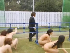Strange Japanese BDSM slaves outdoor group blowjobs