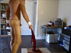 BOB MILGATE CLEANING IN PANTYHOSE AND HEELS