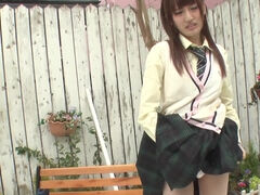 Fetching Japanese girl willingly shows white panties on camera