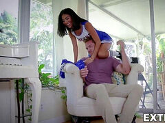 Cheerleader Monica Asis riding stepbro manstick after few drinks