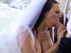 Sexy dark haired bride fucks her husband Danny with pleasure