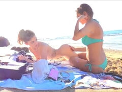 Lesbian Lovers on the Beach - Nina & Kristen