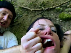 Porn starlet Angela Steel gets fucked in the forest