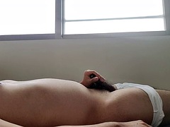 A fat Japanese girl in underwear masturbates and cums