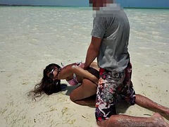 Deep anal sex on the beach. Fox Mila Fox