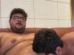 Sucked the big tits gay chubbys cock and took his amateur gay cum