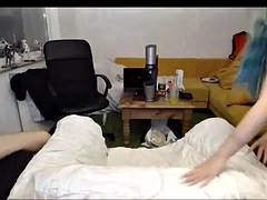 Hot skinny brunette teen fucks on webcam with her boyfriend