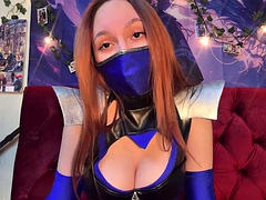 Step sister cosplays Kitana and pussy close up
