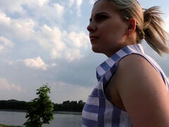 Remote massager Outdoor - Public Walk in the Park to ejaculation
