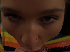 Zoe takes your cock in her ass, and you cum on her face.