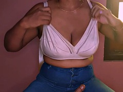 Hot and sexy JANAKI DE SILVA sucks her beautiful tits and drips milk