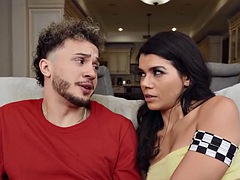 Seductive Sarah Arab lures her roommates boyfriend into a hot sex session right behind her - BRAZZERS