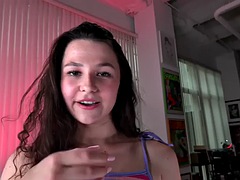 21 year old beauty rides cock and talks dirty after sucking dick in POV