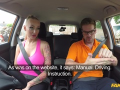 Fake Driving School (FakeHub): Big tits babe rides to pass