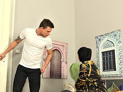 Sexy wife in hijab gets punished by angry husband