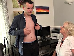 AuntJudysXXX - Busty 66 year old granny teacher Mrs. Claire fucks her student