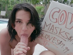 Teen masks seller loves being fucked from behind and in mouth