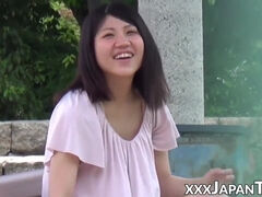 Drizzling Chinese ultra-cutie finger porked in public
