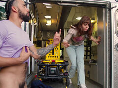 Hot paramedics Jenna Starr and Roxie Sinner have sex with a stud