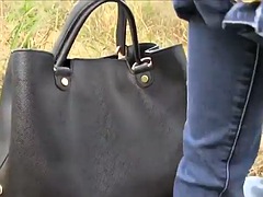 Czech amateur with perfect ass fucks outdoors in public