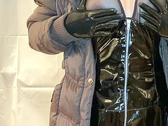 Handjob, edging, puffer jacket