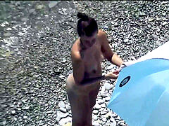 crazy nudist wife Playing with hubby's cock beach voyeur spy