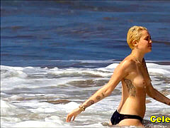 Miley Cyrus Fooling With phat dildo While naked