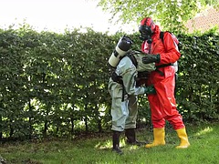 Chemical Hazmat Rubber Suit Action