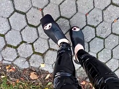 High platform wedges - walking and posing - shoe fetish
