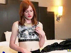 redhead unexperienced tgirl pulling her spunk-pump solo