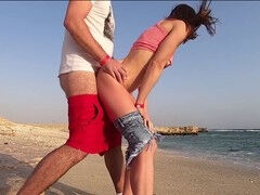 Caught and anal pounded on the beach!