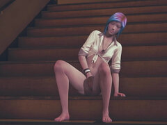 Chloe Price masturbates on the stairs in the college