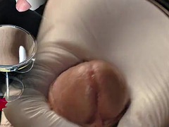 Amateur, Tir de sperme, Européenne, Allemand, Gants, Latex, Massage, Masturbation