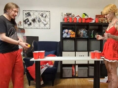 A Naughty Couple Is Playing a Game of Strip Pong