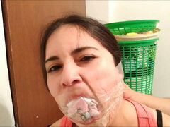 Mouth Stuffed Girl: Step-Daughter's Mouth Sock Packed To The MAX!