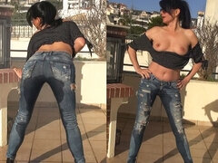 Tysk, Jeans, Milf, Orgasm, Utomhus, Kissar, Solo