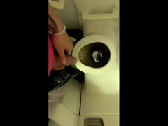 Teen Piss on the Airplane Toilet - Thick Soft Uncut Cock