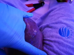 fingering the silicone cock with oil