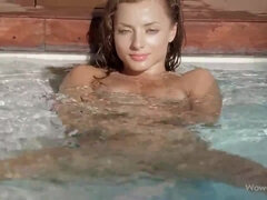 Alyssa A - Skinny Babe Enjoying Herself Outdoors in the Pool Solo
