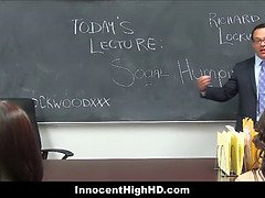 Skinny teen Veronica gets fucked hard by rich teacher in classroom