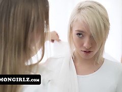 Blonde Innocent Teen Satisfies Older Wives' Desires In Hot Mormon Teen Action