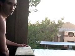 Exhibitionist almost caught on my balcony in the public jacking