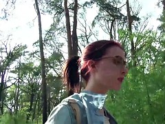 german scout - college redhead teen lia in public casting