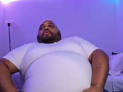Compression shirt on growing belly and inflation before bed equals nice load on my balls