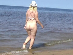 Amatör, Strand, Bikini, Blondin, Mogen, Utomhus