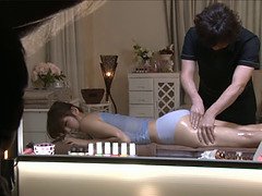 Handsome asian wifey getting nailed by her masseuse