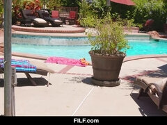 FILF - Naughty Brazilian Teen Gina Valentina Poolside Fuck With Neighbor