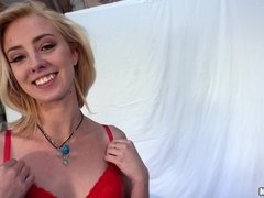 Blonde Slutty Vixen Takes Huge Bell-Knobbed Dick In Her Suger Mouth